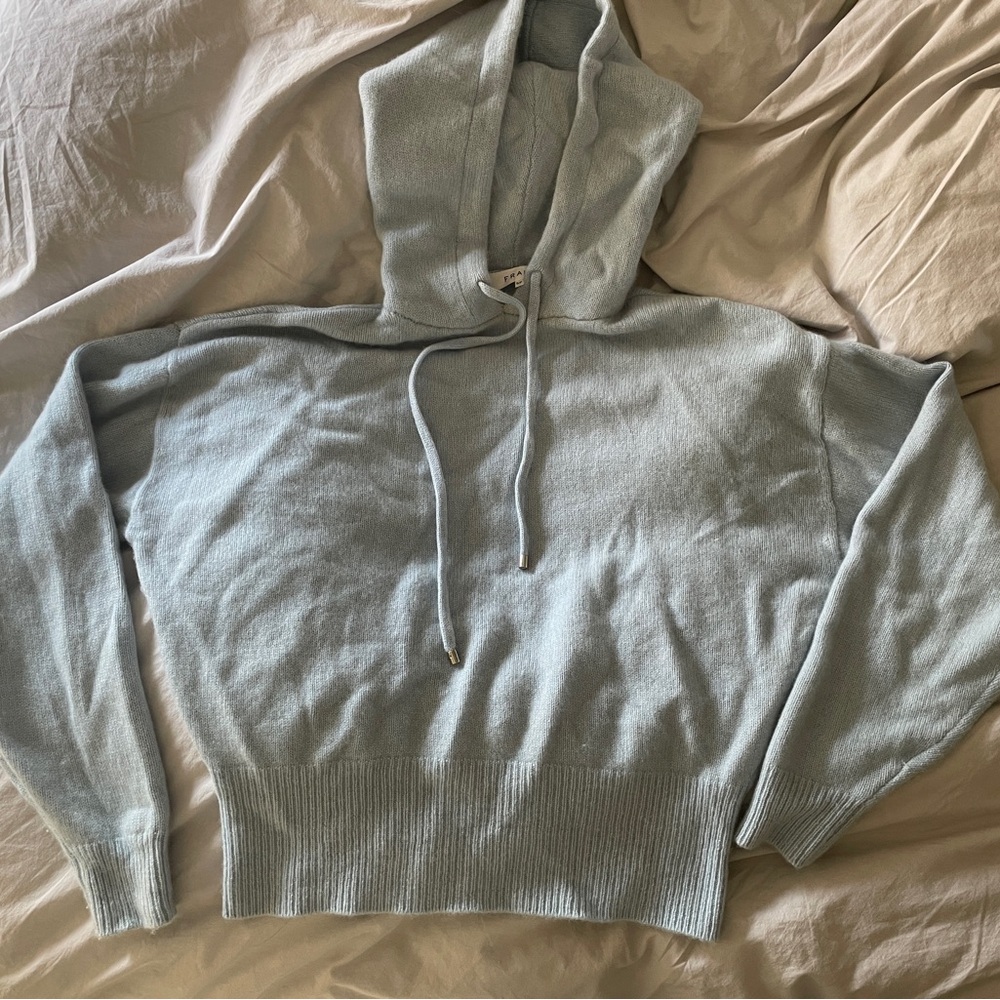 FRAME Light Blue Cashmere Hoodie Sz Small